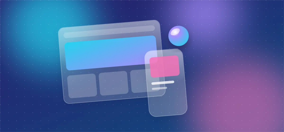 Colourful abstract illustration of geometric brick-like pieces assembled into a user interface